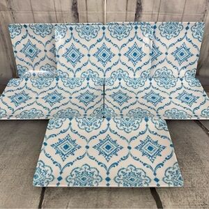 Artistic Accents Plates Blue White Rectangle Small Dessert Plastic Set of 6